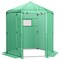 Garden Walk-In Hexagonal Greenhouse PE Cover Metal Frame Roll-Up Door Green